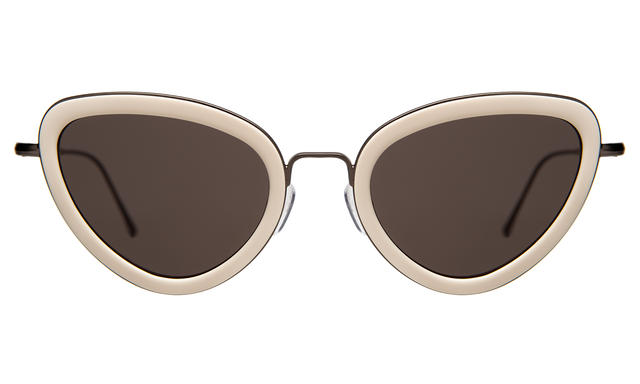  Rebecca Ace Sunglasses Side Profile in Cream with Matte Gunmetal