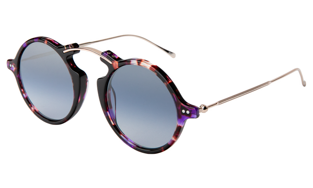 Roma II Sunglasses Side Profile in  Berry Tortoise / Silver Flat Mirror Gradient