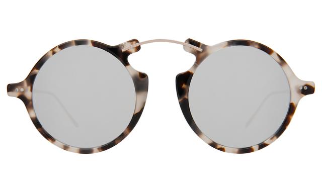 Roma II Sunglasses in White Tortoise Silver Flat Mirror