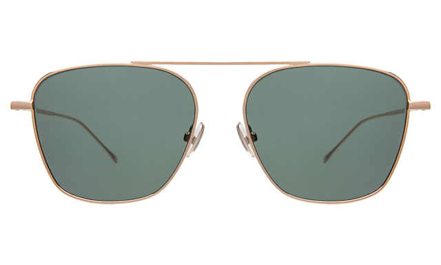 Samos Sunglasses in Gold with Olive Flat