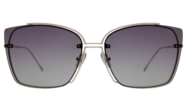 San Isidro Sunglasses front view in Silver with Grey Gradient