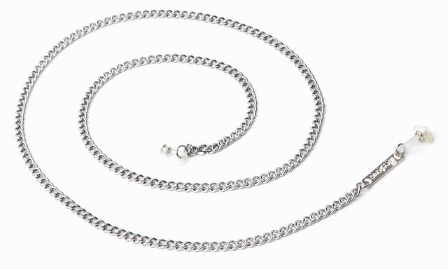 Sunglass Chain Side Profile in Silver Curb