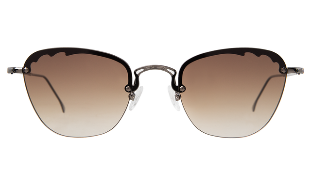  Sorrento Sunglasses front view in Gunmetal with Brown Flat Gradient Lenses
