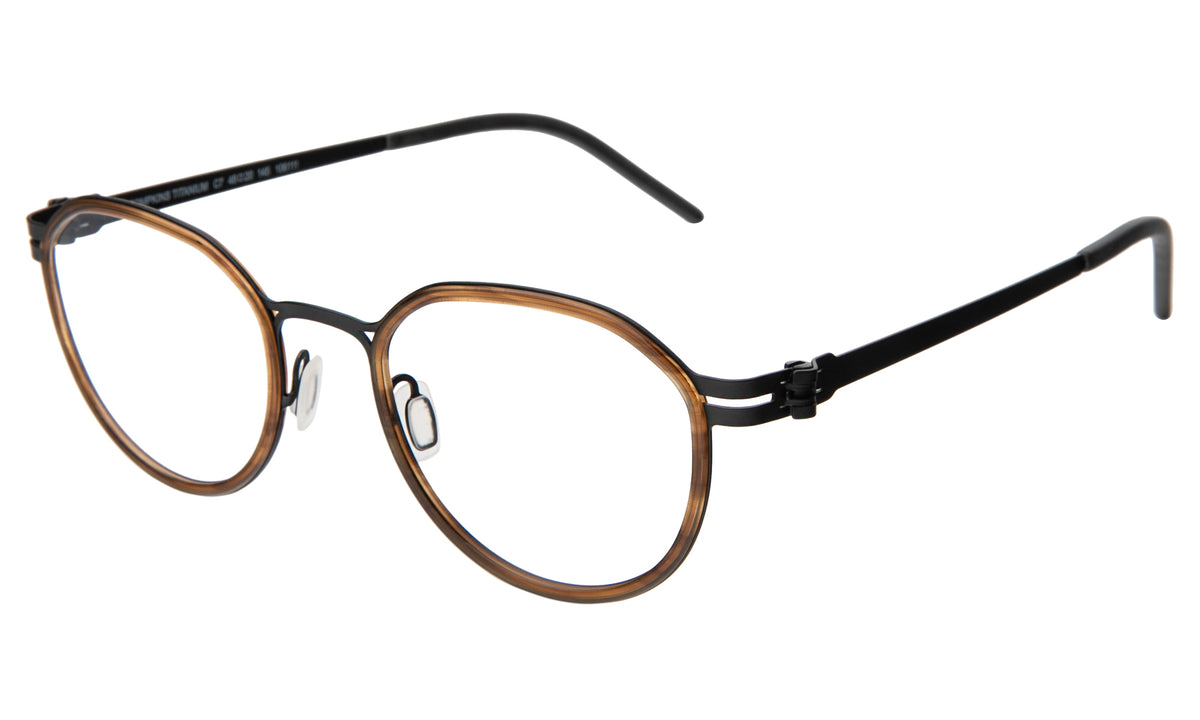 Tompkins Titanium Optical in Scotch with Matte Black Optical lenses, side view