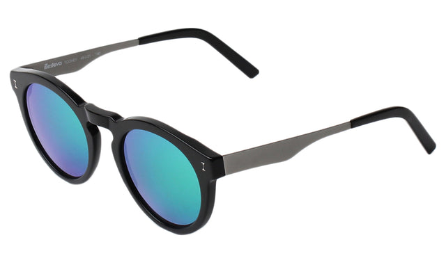 Toohey Sunglasses Side Profile in Black / Green Mirror