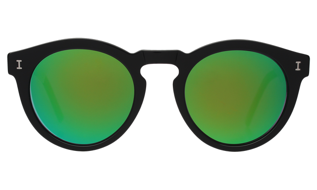 Toohey Sunglasses Side Profile in Black / Green Mirror