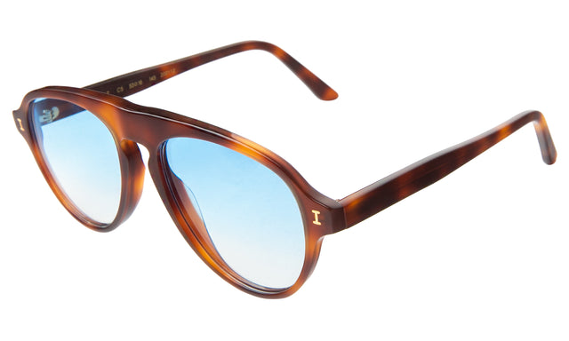 Vanderbilt Sunglasses side view in Havana / Blue Gradient See Through
