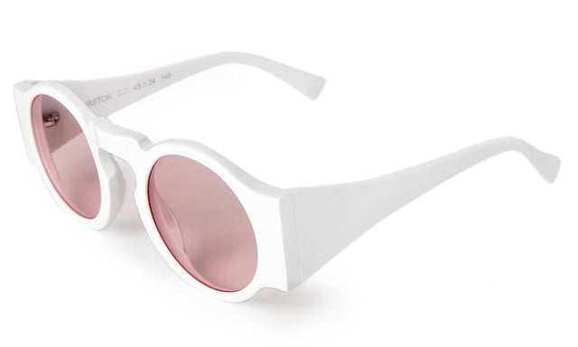Waston Sunglasses side view in White / Dusty Pink See Through