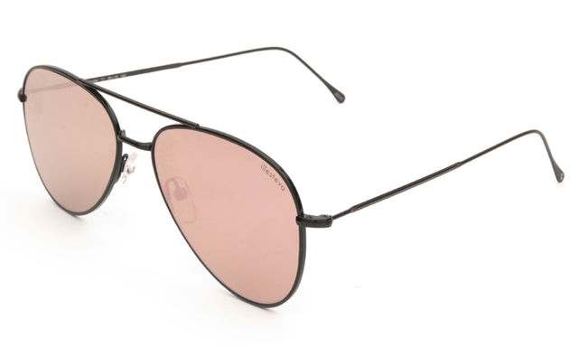 Wooster Sunglasses side view in Black / Bright Rose Flat Mirror