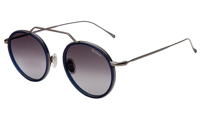 Wynwood Ace Sunglasses Side Profile in Navy Gunmetal Grey Flat Gradient