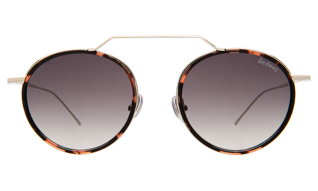 Wynwood Ace Sunglasses front view in Pink Tortoise/Silver with Grey Flat Gradient