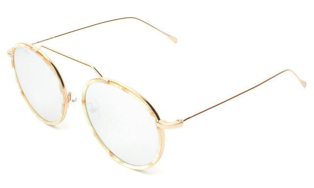  Wynwood Ace Sunglasses Side Profile in Savannah Cream Marble/Gold / Silver Flat Mirror