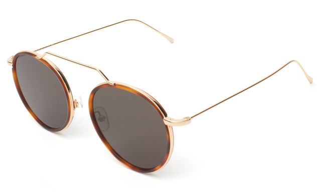  Wynwood Ace Sunglasses Side Profile in Havana/Gold / Grey Flat Lenses