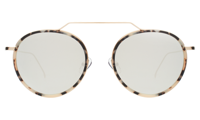  Wynwood Ace Sunglasses in White Tortoise/Gold with Silver Flat Mirror