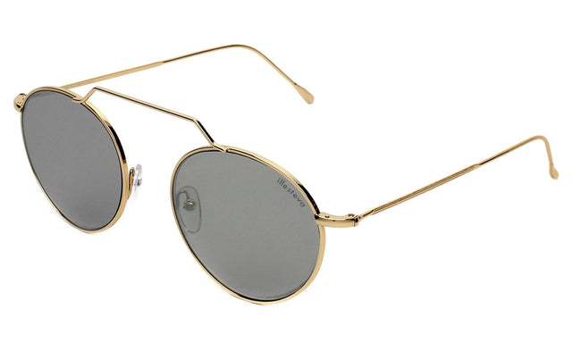  Wynwood II Sunglasses side view in Gold / Silver Flat Mirror