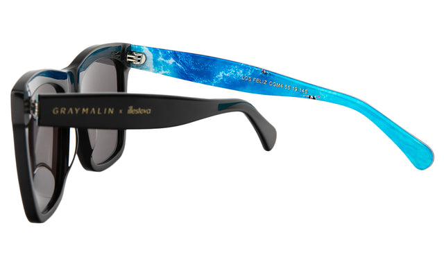 Gray Malin x illesteva Sunglasses Side Profile in The Ocean Los Feliz / Grey